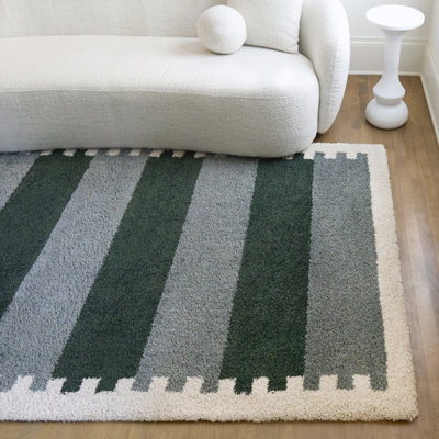 Tapis gris à rayures Caproni