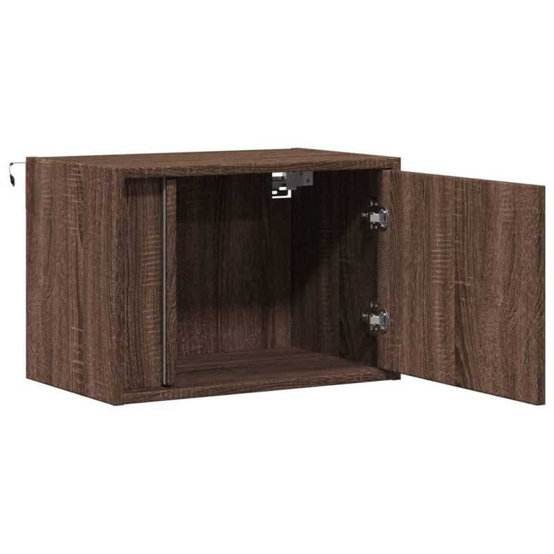 Daryana 50cm W Manufactured Wood Bedside Table, Brown Oak