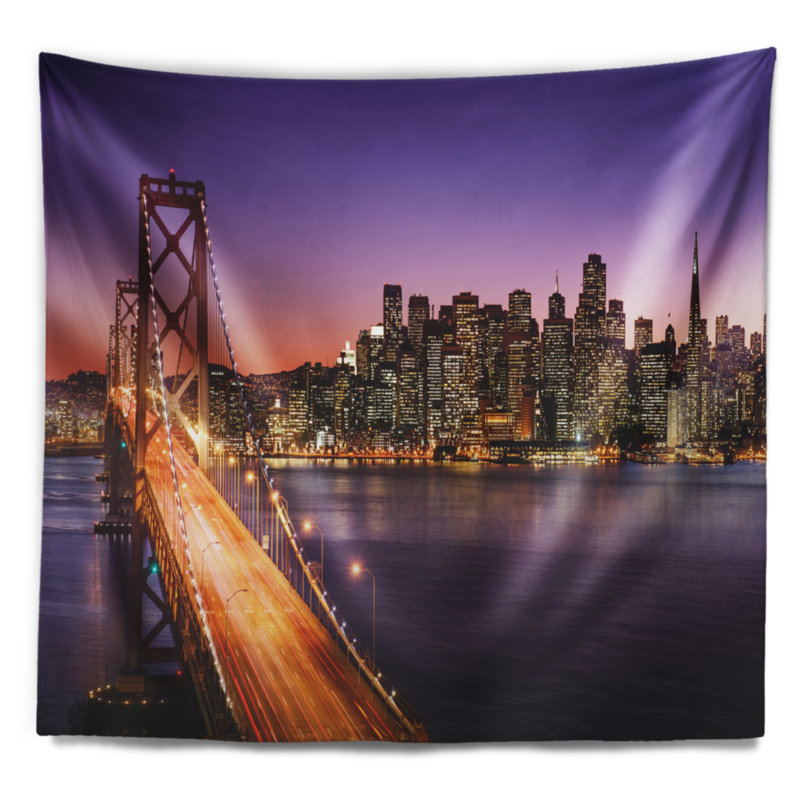 Tapisserie de san francisco et bay bridge, H 68 po x l 80 po