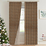 Fabdivine Hand Block Print Brown or Black Floral Pinch Pleated Curtains Home Office Décor Window Treatment, 27x108 Inches with Blackout Fabric 2 Panel Set Thick Linen Kitchen Hook Drapes, Neel Gagan