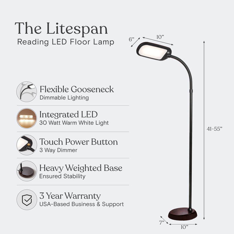 Lampe de travail directionnelle à DEL à intensité variable de 55 po Litespan, Brun