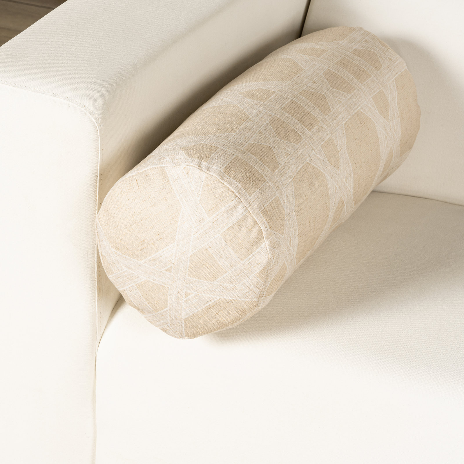 The Basket House Striped Linen Throw Pillow, Polyester, Bolster 8"H x 21"W