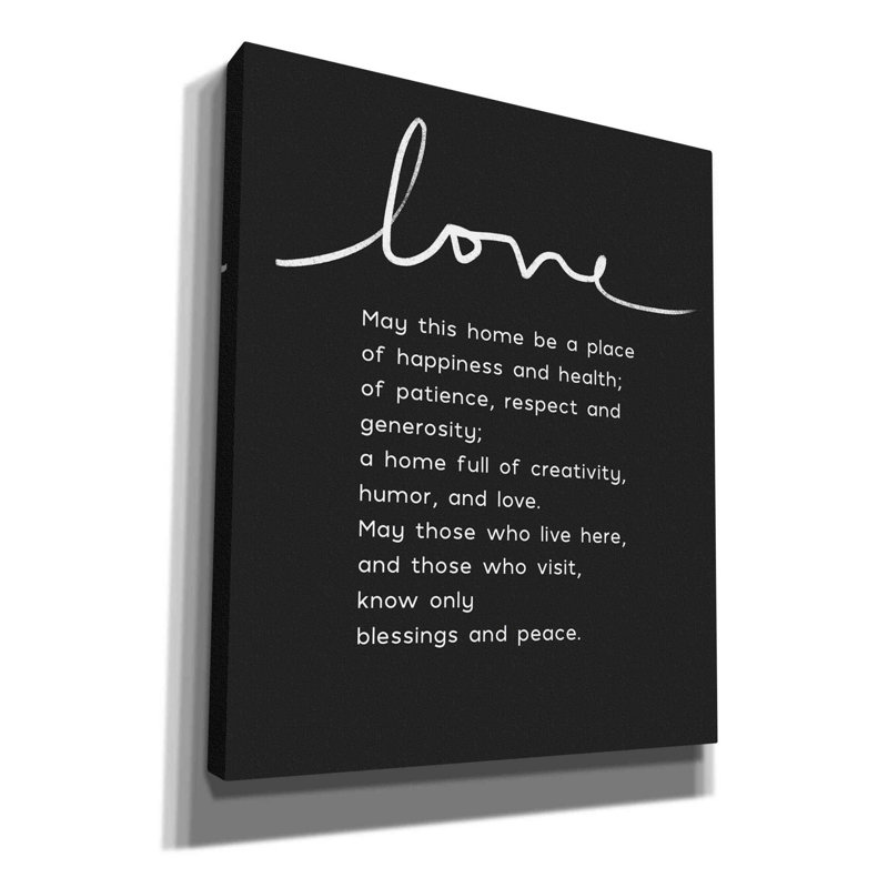 «Home Blessing BW» par Linda Woods, art mural sur toile, H 24 po x l 20 po x P 0,75 po