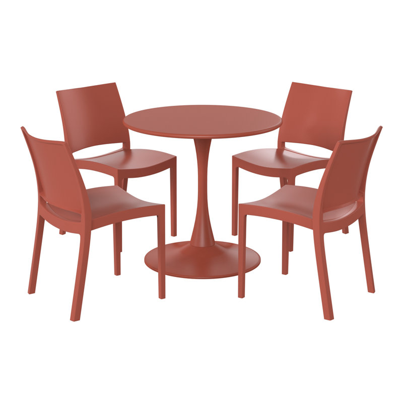 Outdoor Round Dining Set, Red