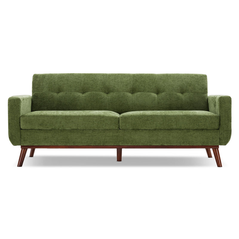 78"W Chenille Button Tufted Upholstered Love Seat Sofa Couches Small Couch  for Living Room & Apartment, Green