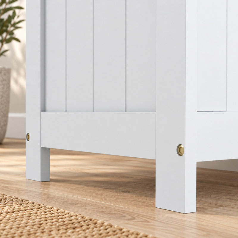 Coffre de rangement avec 2 charnières de sécurité, coffre de rangement moderne, blanc, H 18,9 po x l 29,9 po x P 15,7 po