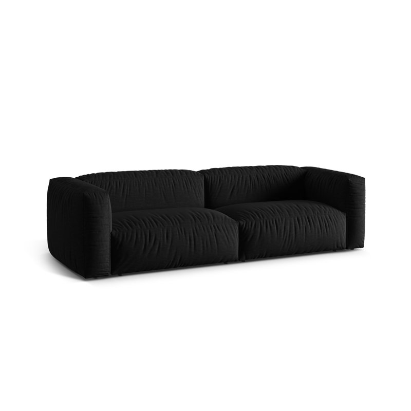 Carlens 4 Seater Sofa, Structured Fabric, 3, Black