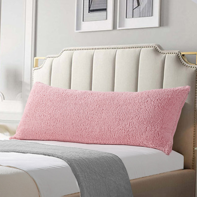 Pink Sherpa Polyester Body Pillow Cover with Zipper Closure