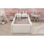 Très grand lit plateforme tapissier, beige