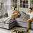 Herrick 142"W Modern Elephant Ear-Shaped Armrests Sectional Sofa with Ottoman-809724258