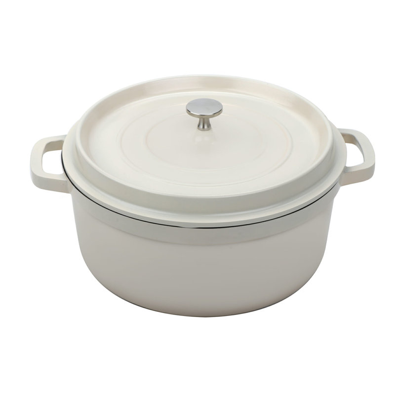 G.E.T. Non-Stick Cast Aluminum Round Dutch Oven, White, 6.5 Qt. 