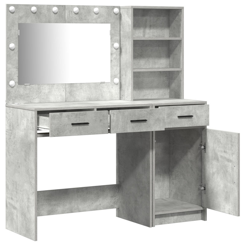 Set Of 2 Engineered Wood Dressing Table, Concrete Grey