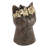 8.5X7.7X12.4" Magnesium Cat Statue Planter With Textured Brown Finish And Gold Leaf Crown