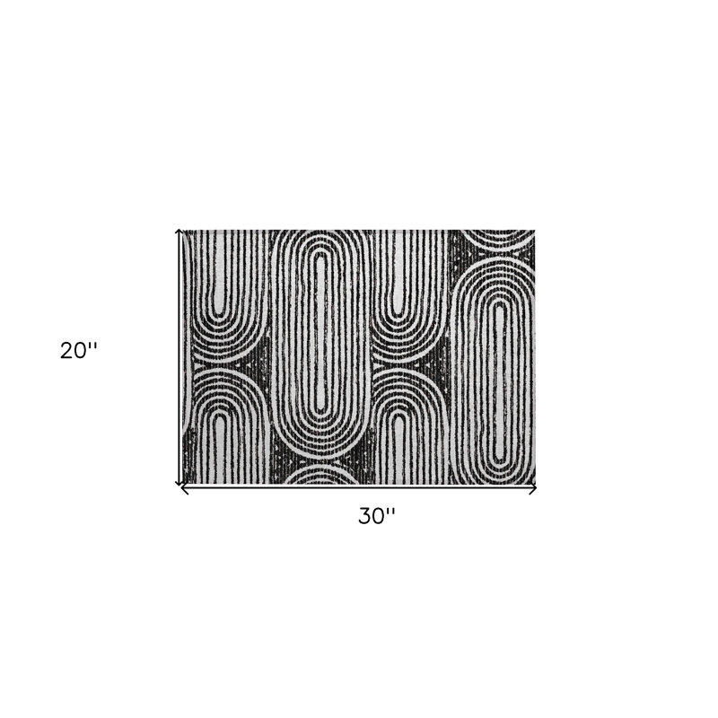 Tapis extérieur antidérapant lavable noir et blanc 2 pi x 3 pi