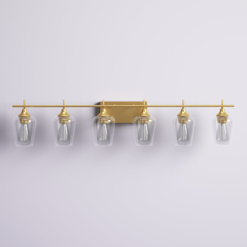 Hertford 6 - Light Bathroom Steel Dimmable Vanity Light, Clear
