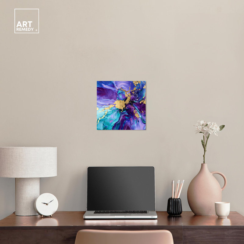 Art mural abstrait coloré sur toile Fantasy Pool par Art Remedy, Toile tendue, H 12 po x l 12 po