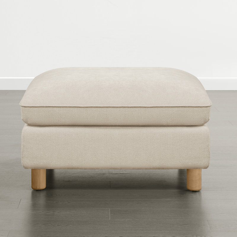Repose-pieds rembourré avec base en bois massif l 34,6 po Solena, Crème
