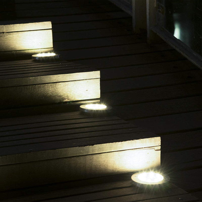 White Solar Powered LED Metal Pathway Light Pack, Set of 8