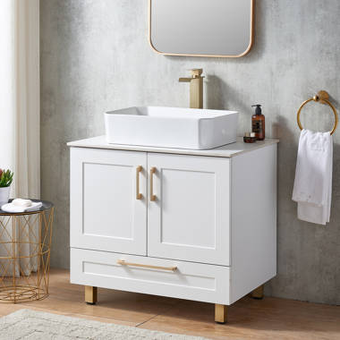 Fany 30 White Modern Free-standing Vessel Single Bathroom Vanity Set