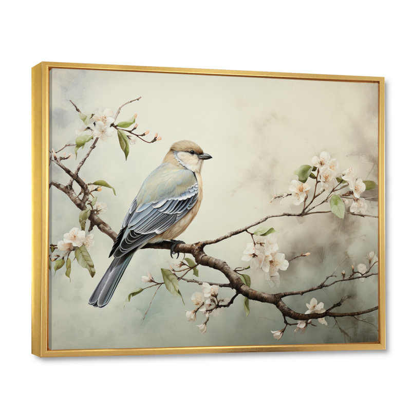Oiseau majestueux, oiseau, art mural, Cadre flottant doré, H 30 po x l 40 po x P 1,5 po