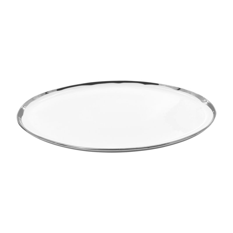 Plateau de service ovale en porcelaine sur toile Canvas Home Dauville, Blanc / Platine