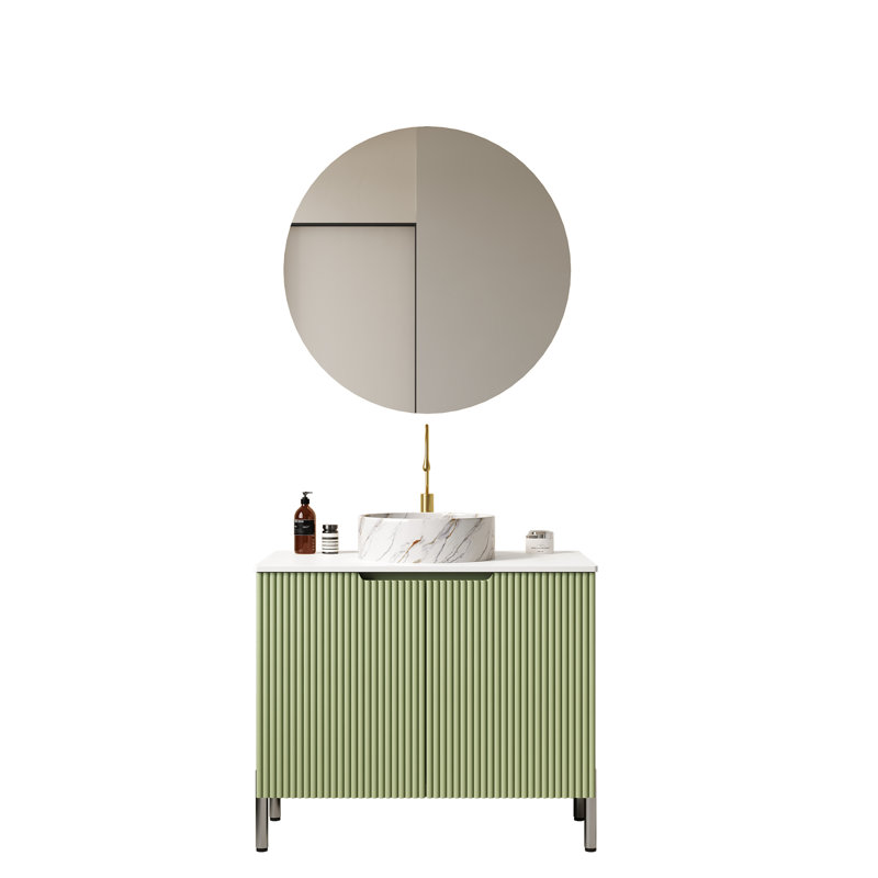 Élégant meuble-lavabo autoportant en céramique pour salle de bain moderne