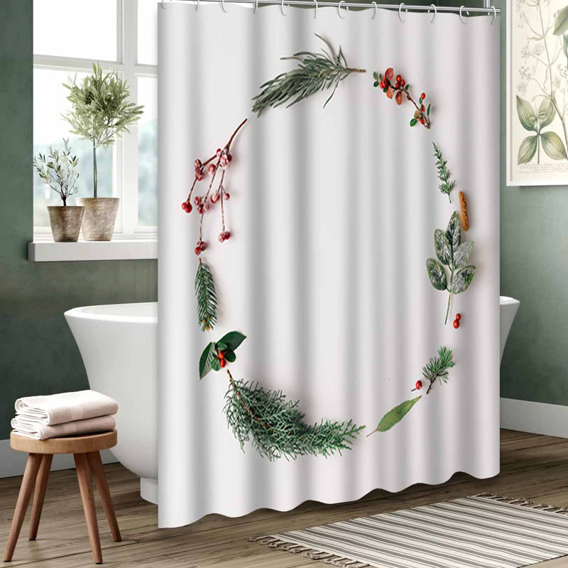 Rideau de douche blanc imperméable, rideaux de douche pour la salle de bain avec 12 crochets, 72" L x 84" W