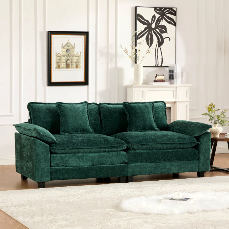 Causeuse plus large avec accoudoirs, canapé modulaire moderne, pour chambre à coucher et appartement dans le salon, coussin de siège rembourré à double couche confortable, tissu chenille respirant