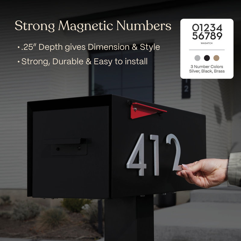 Malone Post-Mounted Mailbox with Wood-Styled Door, Yes, Black, Silver