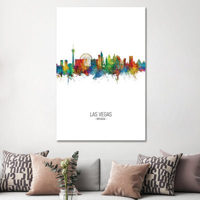Las Vegas Nevada Skyline Portrait by Michael Tompsett - Wrapped Canvas Print
