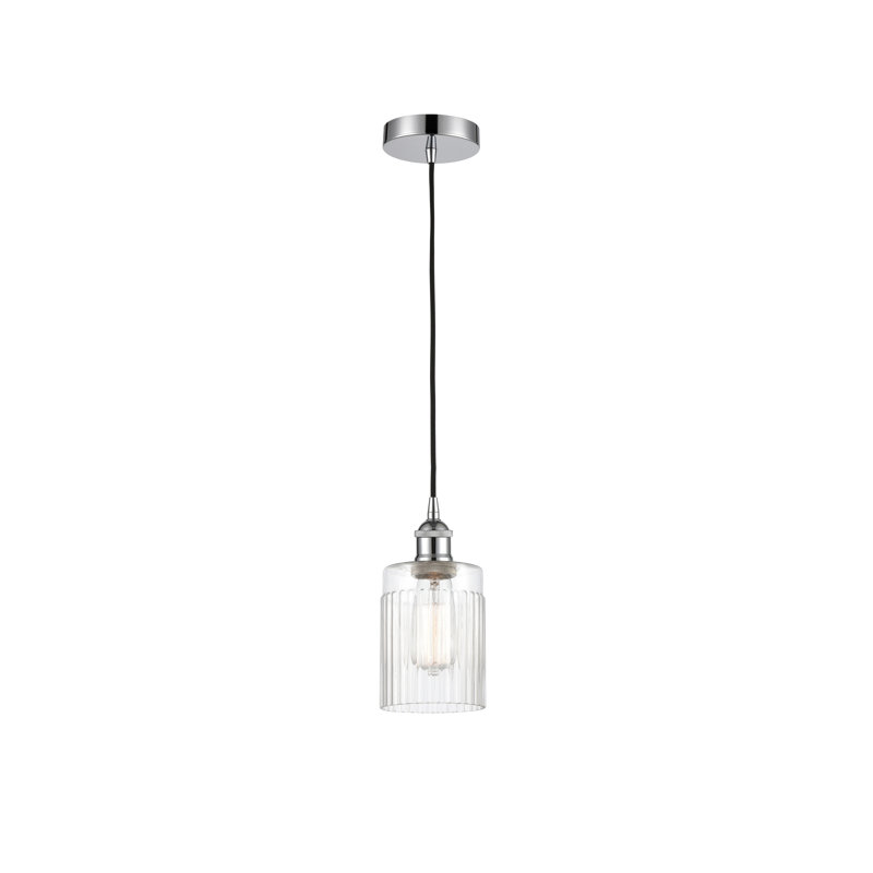 Luminaire suspendu cylindrique à 1 lumière Kamena, Transparent, Chrome poli