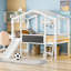 Lit mezzanine simple avec glissade et bande - tableau blanc de la maison blanche offrant une expérience de chambre à coucher relaxante, facile à assembler pour créer une atmosphère joyeuse et une installation élégante