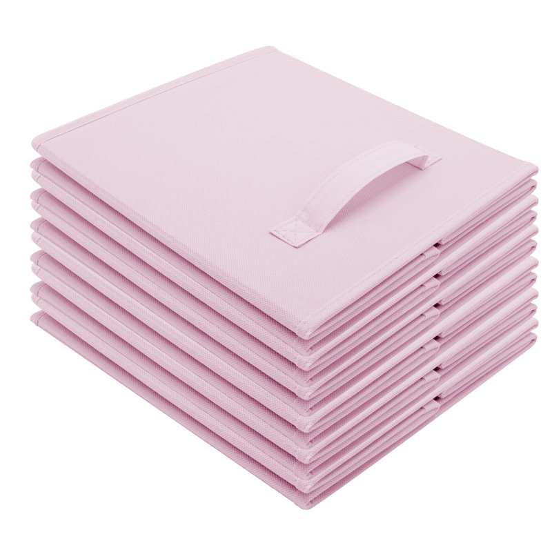 11" Foldable Fabric Storage Cube Bins with Handles, Pink