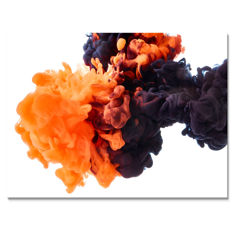 Orange et noir dansant des nuages d'encre - Photographie sur toile, Toile tendue, H 12 po x l 20 po