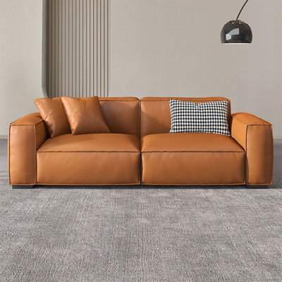 Orange Genuine Leather Modular Sofa cushion couch