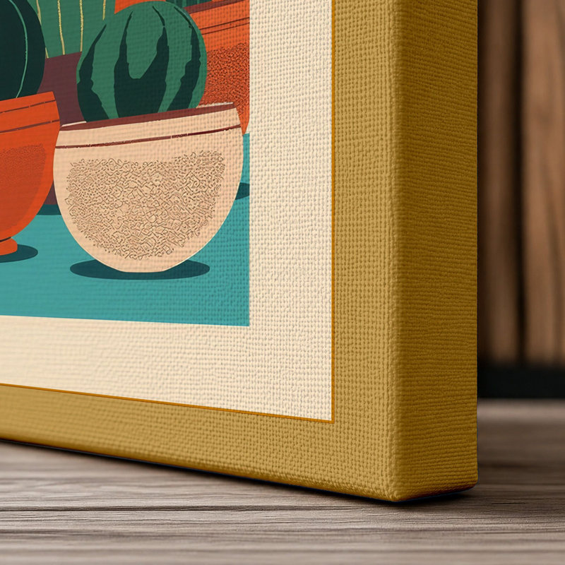 Desert Garden Mid-Century - Wrapped Canvas, 24x16 - 61.0 x 40.6 cm, Ochre Border