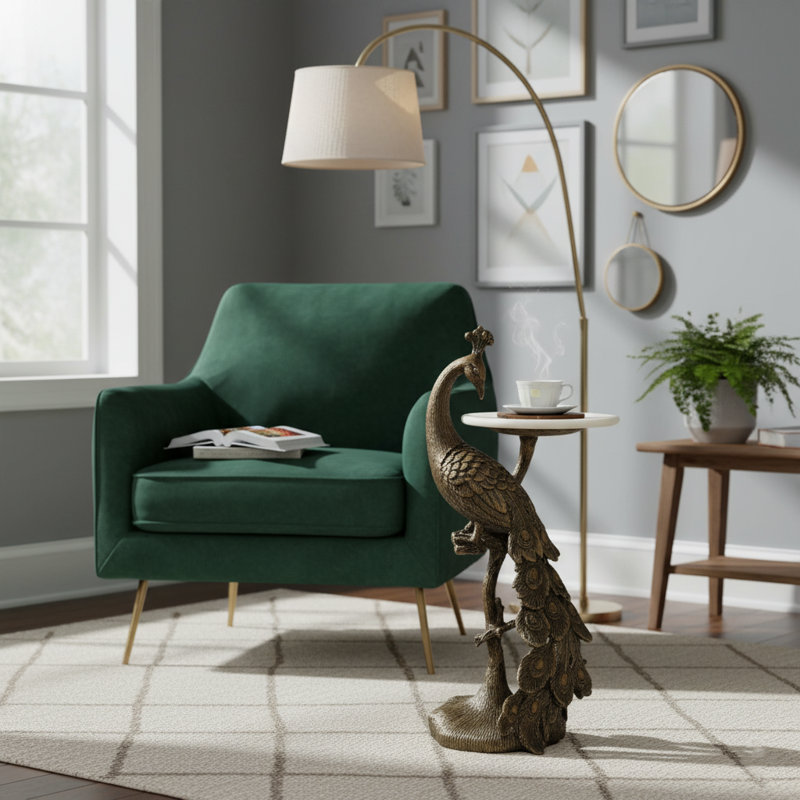 MAYURA ACCENT TABLE GOLD FINISH, Gold