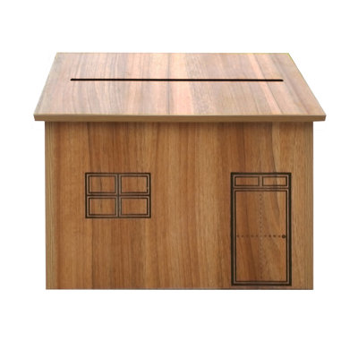 FixtureDisplays® Church Shape Church Collection Box Tithing Donation Box Fundraising Charity Box 15.4" x 11.3" x 13.4" 21395