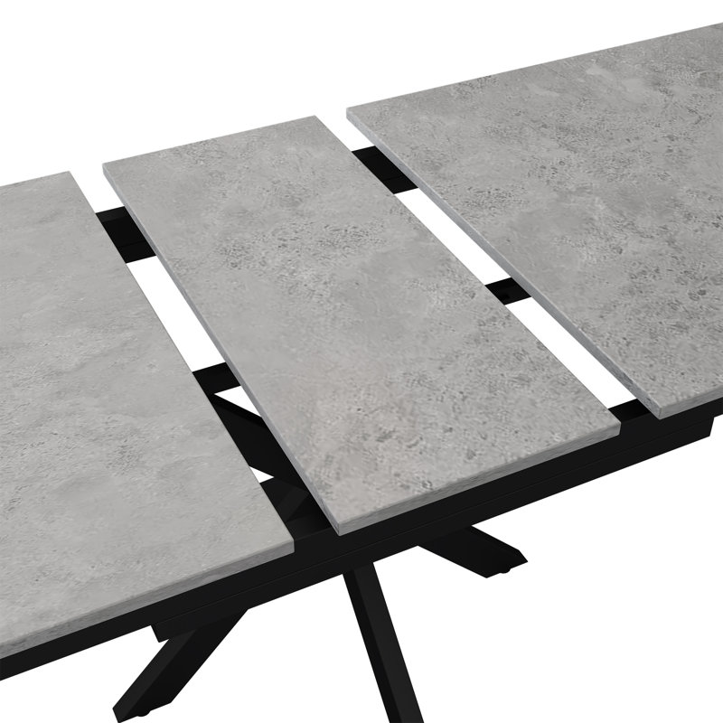 Extendable Dining Table Black With Grey Desktop, Grey
