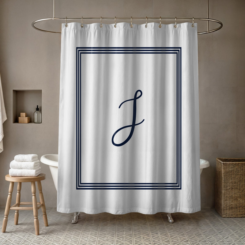 Rideau de douche simple , J, Bleu marine