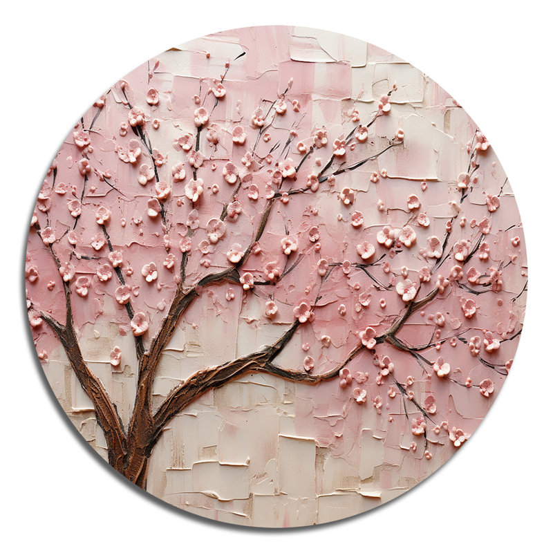 Lark Manor™ Cherry Blossom Whisper Pink And White - Floral Round Metal ...