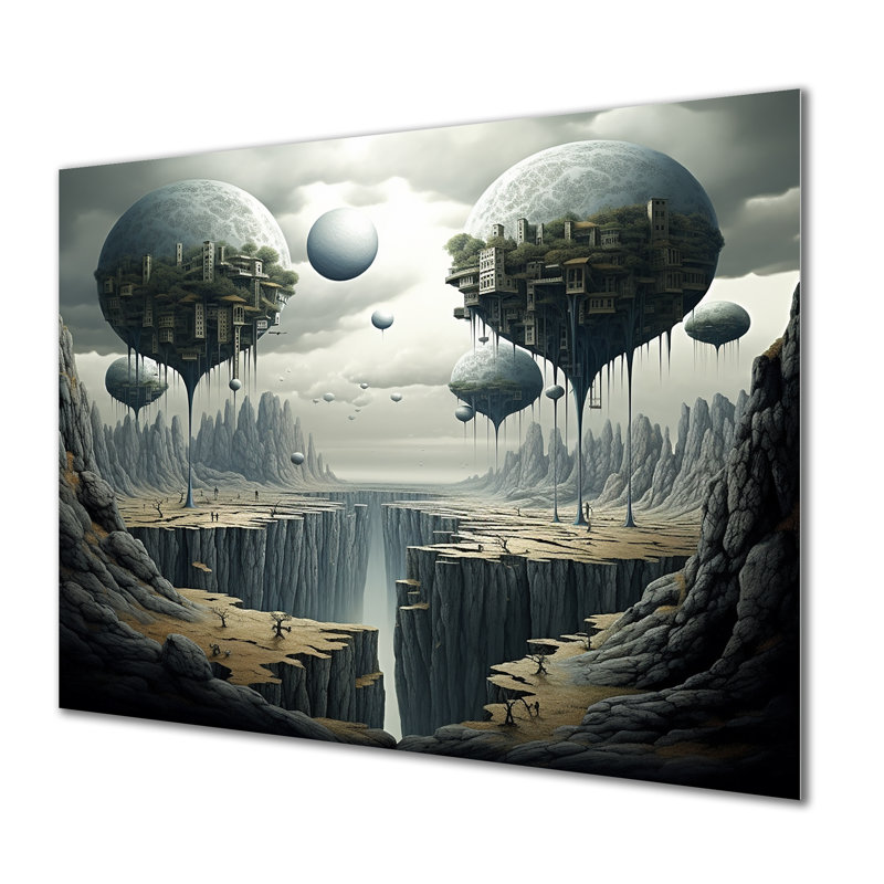 «Mind - Blowing surréaliste paysage II», art mural surréalisme en métal, H 30 po x l 40 po x P 1,5 po