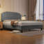Upholstered Bed Frame with with Diamond Button-Tufted Headboard-911088199-910678840