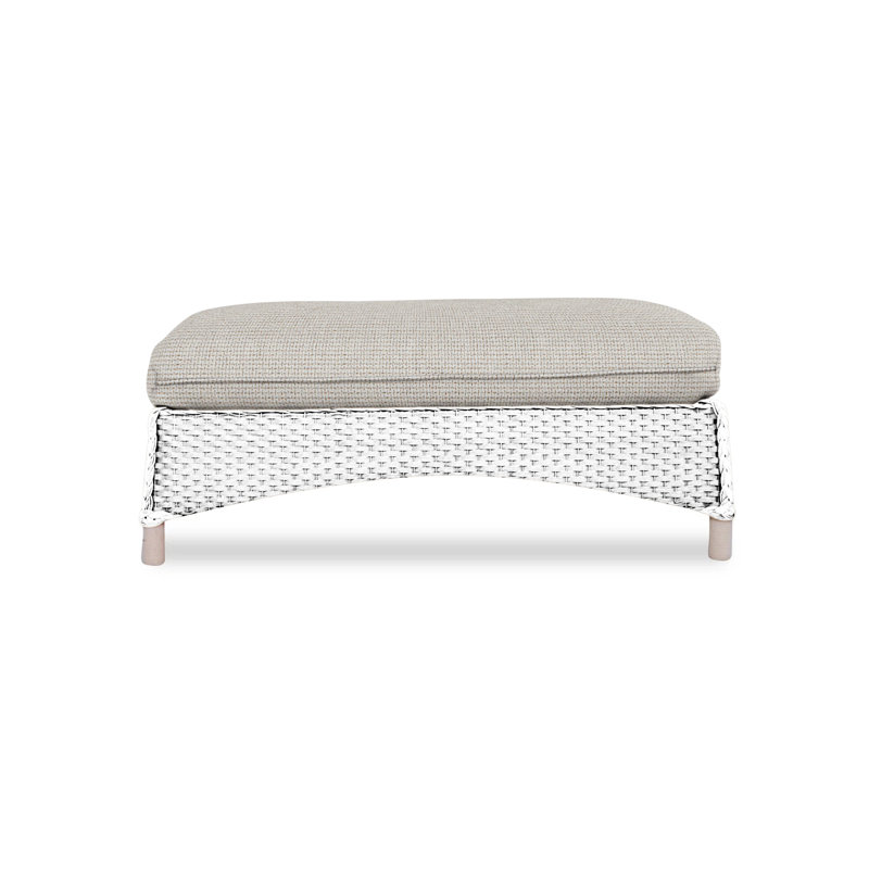 Mandalay Outdoor Ottoman, White, Rollo Linen