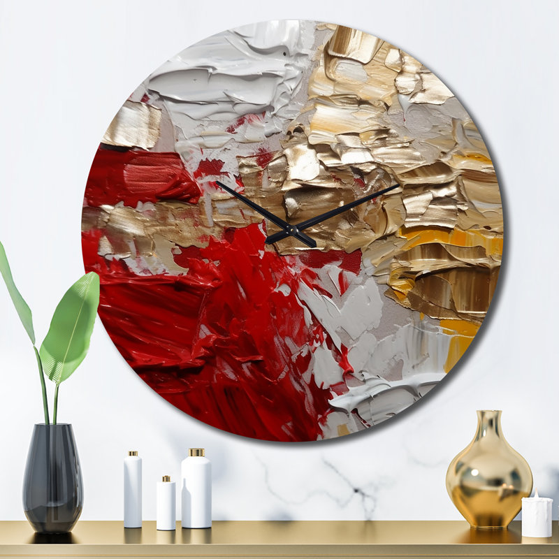 Horloge murale - Cardinal Sin Retro Delight - abstrait rouge et or, Grand