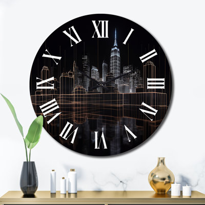 3D Cityscape New York Future Architecture III Metal Wall Clock