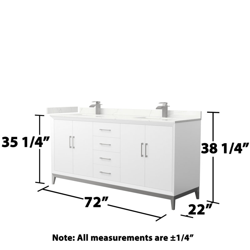Amici 72'' W Double Vanity, Giotto Quartz, Brushed Nickel