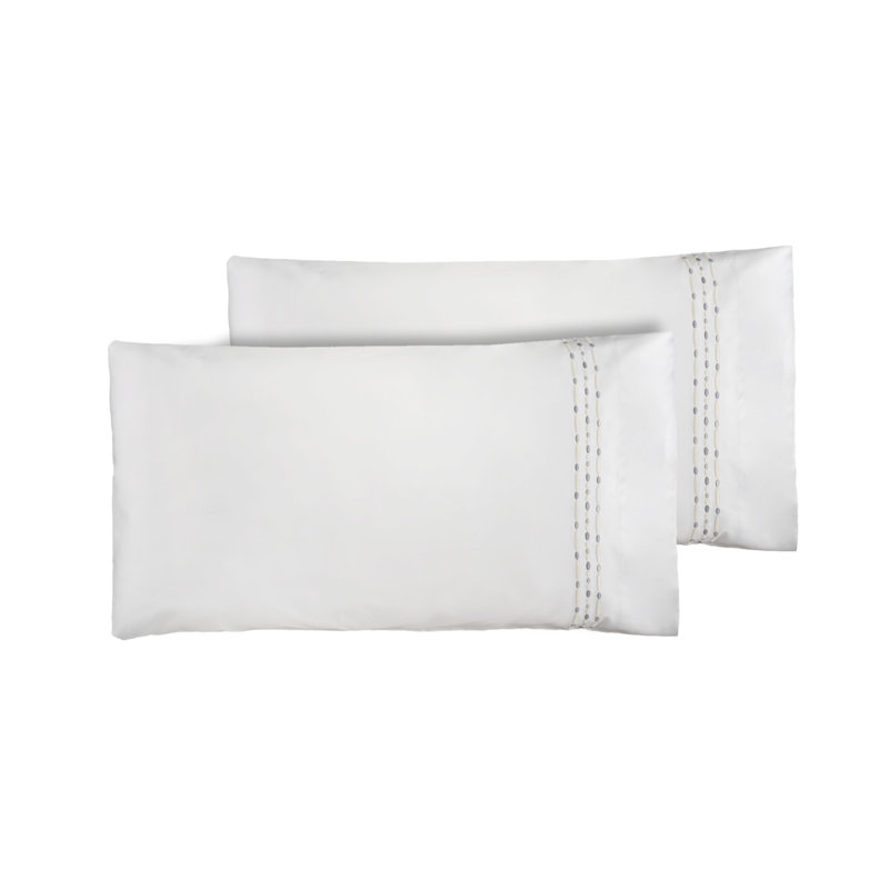 Sole Embroidery By DEA Pillow Case, Standard Pillow Case, White/Silver Gray