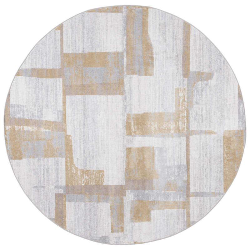 Bellay Performance Machine Washable Abstract Rug, Round 6'7"
