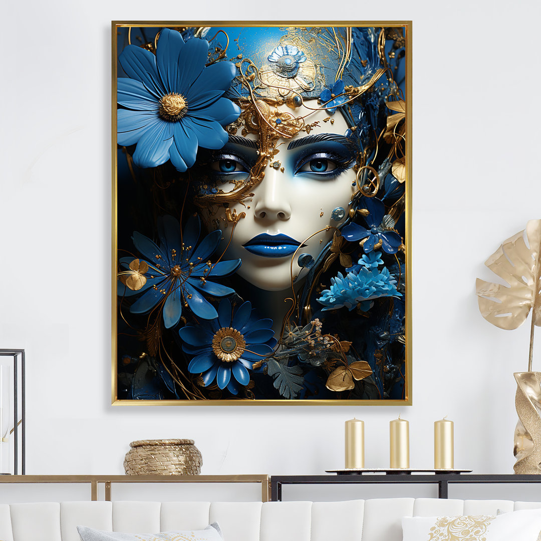 " Popart Electric Blue Woman I " Design Art 